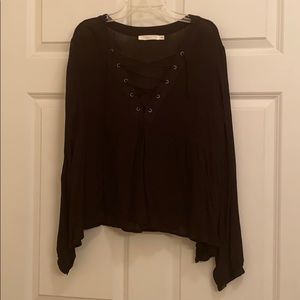 Lush Lace Up Detailed Blouse